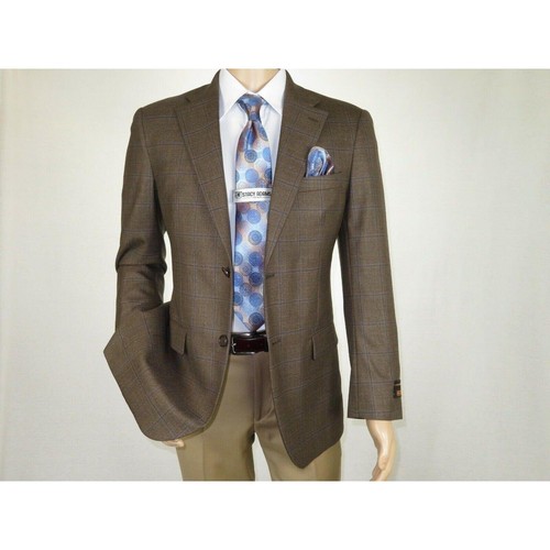 Abrigo deportivo para hombre APOLLO KING ventana panel 100 % lana super 150's C14 marrón café - Imagen 6 de 14