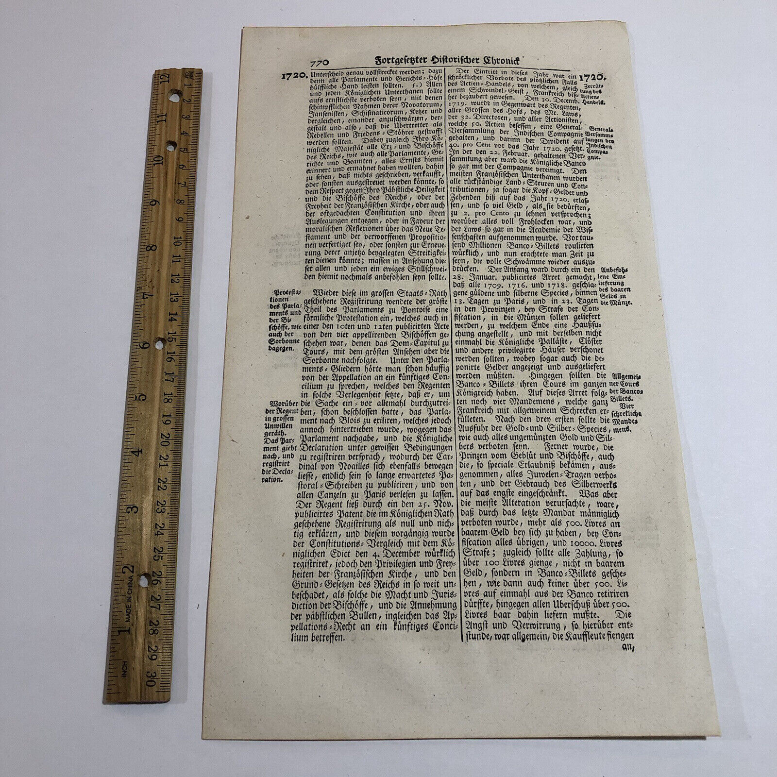 LARGE 1700’s German Folio Manuscript Book Leaf - Decor Document Old Antique B