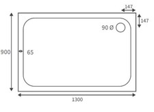 White Stone Resin Rectangle Low Profile Slim Shower Tray 45mm High & 90mm Waste
