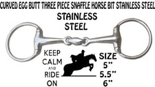 EGGBUTT CURVED STAINLESS STEEL DOUBLE JOINTED LOZENGE SNAFFLE HORSE BIT