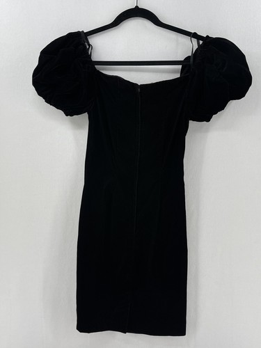 Vtg 80s Jessica McClintock Gunne Sax Off The Shoulder Black Velvet Dress Sz 3/4 - Picture 10 of 10