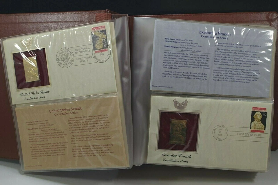 41 GOLDEN REPLICAS STAMPS ISSUE APR 6 1989/JUL 6 1990 SET 1st DAY COVER 22K GOLD - Image 2 of 4