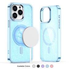 For iPhone 17 Pro Max 16 15 14 13 12 11 Glitter Bling Magnetic Shockproof Case