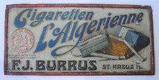 Antikes Zigaretten Blech Schild " Cigaretten L"Algerienne " Limburg um 1900