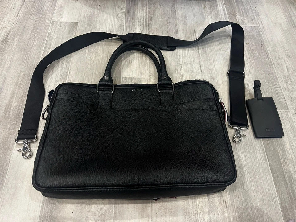 Cole Haan American Airlines Maletín de Transporte Bolso para Laptop Cuero Guijarro Negro NUEVO Foto 2 de 4