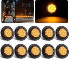10Pcs 2 Inch Round LED Marker Lights Amber 9 LEDs w/Reflectors, 2 Inch Round Led