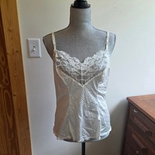 Vassarette Vintage White Lace Camisole Tank Coquette Soft Girl L Feminine
