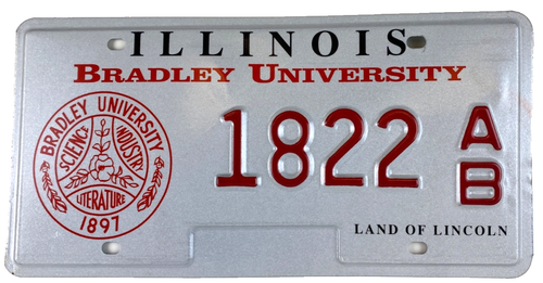 Targa vintage anni 90 Bradley University Illinois 1822 AB decorazione garage pub - Foto 1 di 2