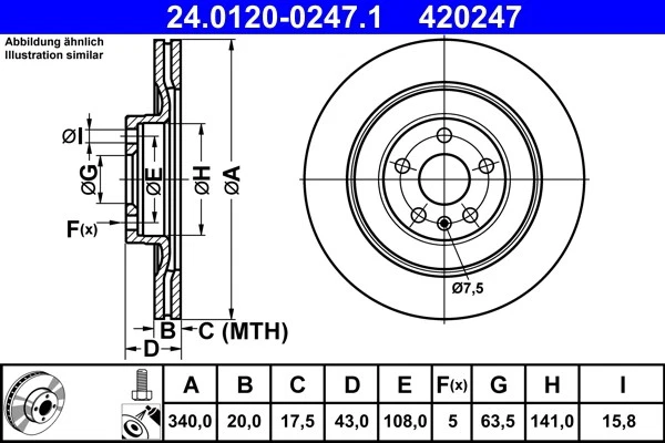 2x BRAKE DISC 24.0120-0247.1 FOR VOLVO XC90/II/SUV B420T/4204T26/4204T35 2.0L - Image 2 of 4