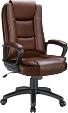 Heavy Duty Leather Office Rolling Computer Chair High Back Executive Desk Brown