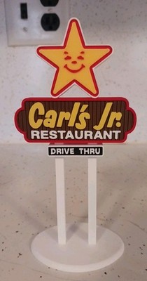 【レア】Carl’s Jr サイン カールスジュニア 看板 ヴィンテージ 02 Carl's Jr Mini Sign 1980s Las Veges,NV Fan Art Diorama Display 6.5