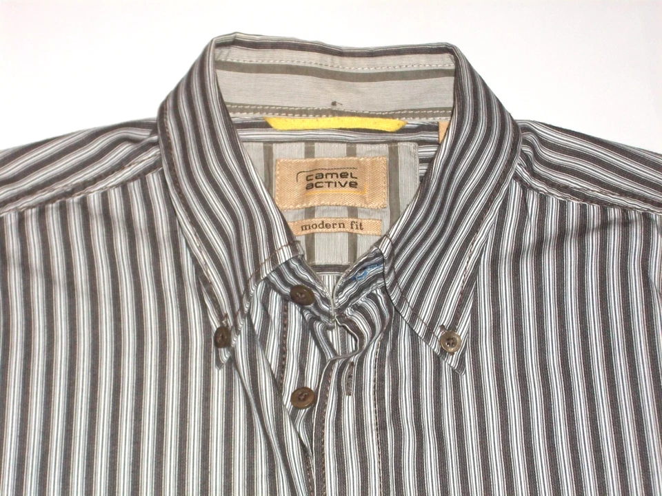 Camel Active Long Sleeved Shirt in Brown/ Grey Stripes Size L - Image 2 of 4