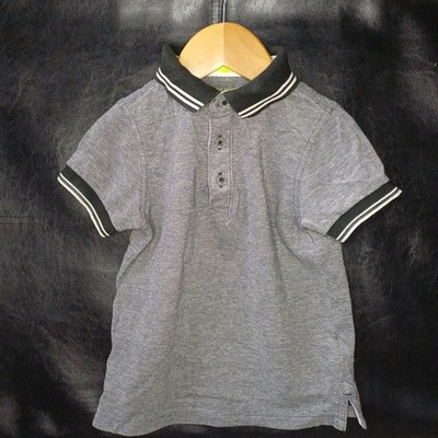 M&s Polo Shirt Boys age 1.5- 2 Years Short Sleeved Top Black Grey Collared