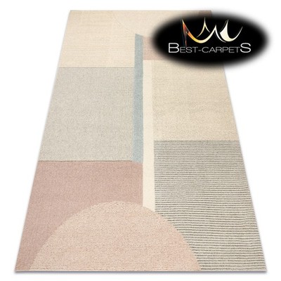 Moderner NATUR 100% WOLLE Teppich FLUX Creme Beige Geometrisch Struktur BESTE QUALITÄT