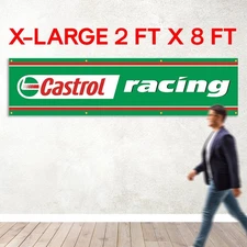 Castrol Racing Motor Oil Flag 2x8 FT Banner for Garage Man Cave Wall Decore