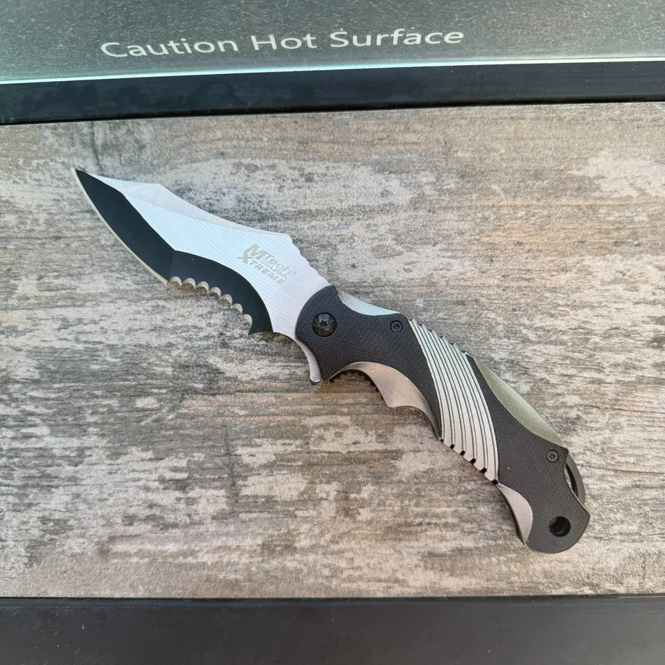 Тактический серебристый серый пружинный качественный нож MTech MX-A801GY EDC - Изображение 2 из 4