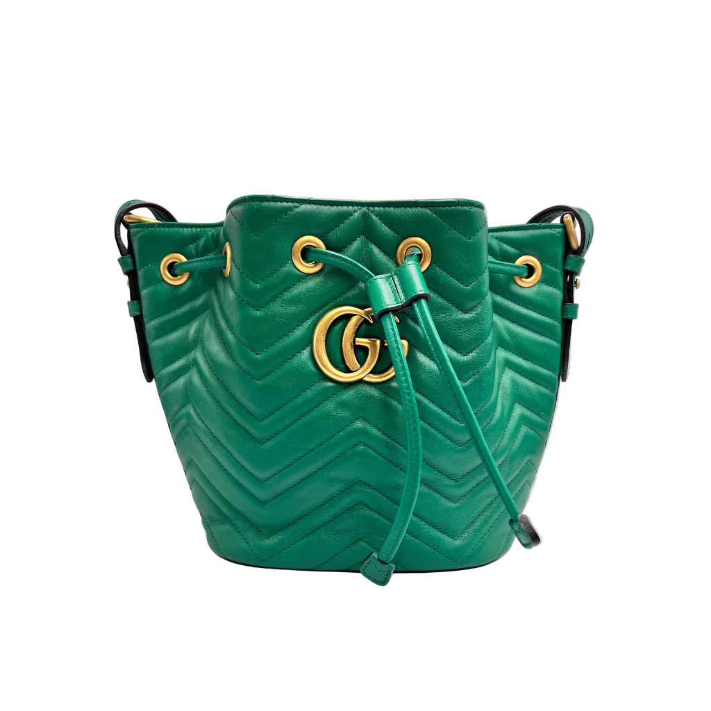 Gucci GG Marmont Matelassé Leather Bucket Bag Green