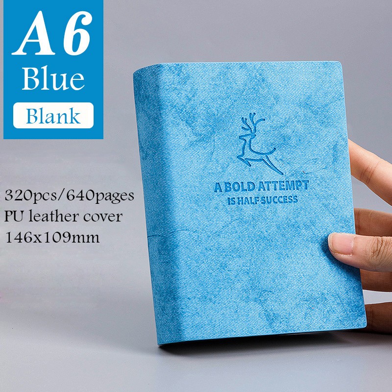 A6 Size 5.7*4" Small Soft PU Leather Thick Notebook 640 Pages Blank Journal