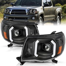 Headlight Tacoma 2005-2011 LED DRL Driver Passenger Black Housing Amber