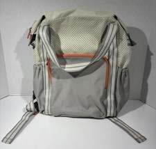 Thirty-One Day Away Backpack Whisper Grey Colorblock Orange Accents Travel Bag