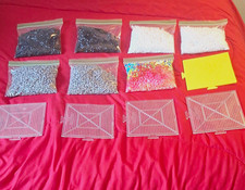 Plastic Fuse Perler Beads Assorted Multicolor Lot with Yellow Clear Pegboards