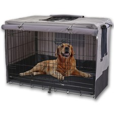 Rachmi 36" Dog Crate Cover, Water-Resistant Canvas, Universal Wire Kennel, Gray