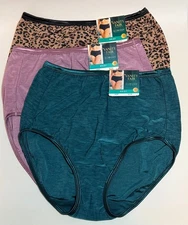 NWT 3 Vanity Fair Illumination 13109 Briefs Panties Animal/Mauve/Green Size 7/L