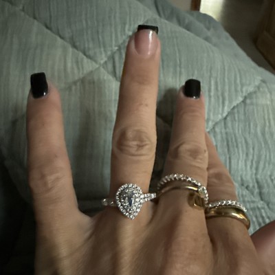 Disney Ariel 1.00ctw Pear Diamond Halo Engagement Ring 14K White & Rose Gold