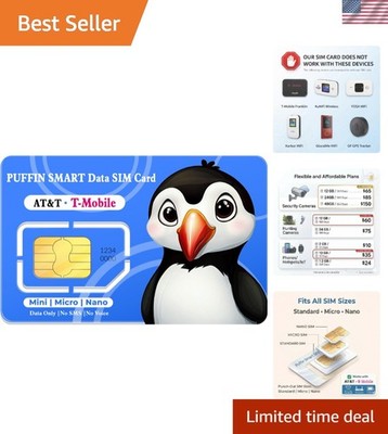 Puffin Smart 4G 5G LTE Data Only SIM Card - Reliable Connectivity for Devices