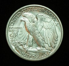 Moneta mezzo dollaro argento 1944 Walking Liberty non circolata (T75)