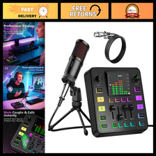 Podcast Equipment Bundle - Audio Mixer  Dynamic Microphone for PC, Gaming, Live