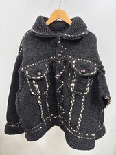 USED UNUSED 2025 KAPITAL WOOL HAND-KNITTED COWICHAN DENIM JACKET WITH TAGS UNU