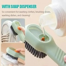 Multifunction Shoe Cleaning Brush with Liquid Dispenser Long Handle Soft Bristle
