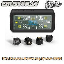 Wireless Solar Tpms Tire Pressure Monitor W4 External Sensors For Rv Truck