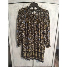 Zara  mini smocked Puff  floral sleeve dress Boho Cottage Core medium