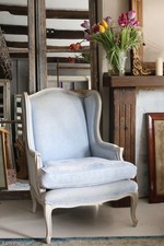 Stunning Pale Blue Vintage Laura Ashley French Wingback Arm Chair