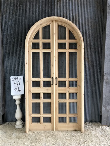 Arched French Double Door (48x96) 14 Pane Glass Door European Styled w Jamb OM12