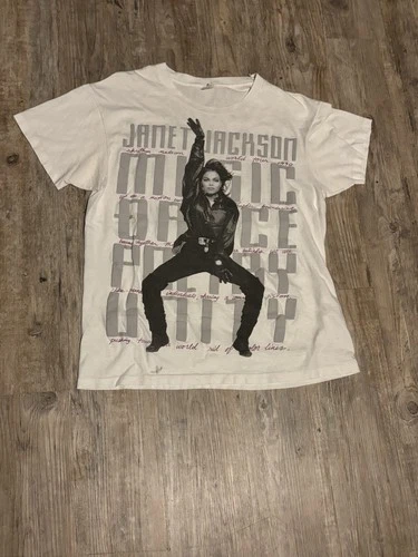 90s Janet Jackson Rhythm Nation Concert Tour TShirt 1990s vintage concert t-shirt, vintage, size L, single stitch, B+ condition