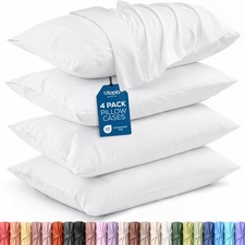 King Pillow Cases - 4 Pack - Envelope Closure - Soft Brushed Microfiber Fabri...