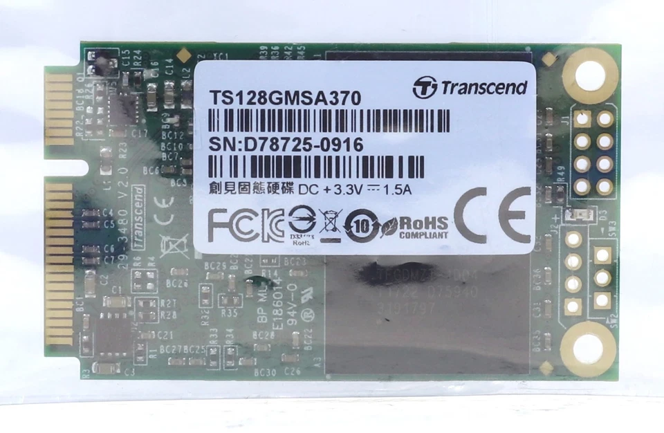 Transcend MSA370 128GB 6Gb/s mSATA III MLC SSD P/N: TS128GMSA370 Brand New - Image 2 of 2