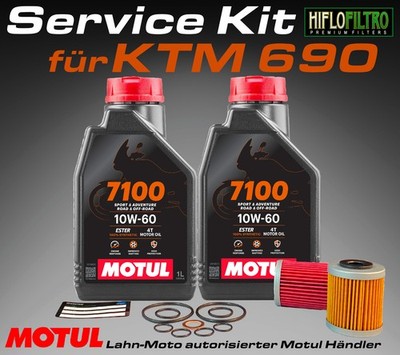 Service Kit für KTM 690 SMCR /Duke/R ab 2012 Ölwechsel Ölfilter Motul 7100 10W60