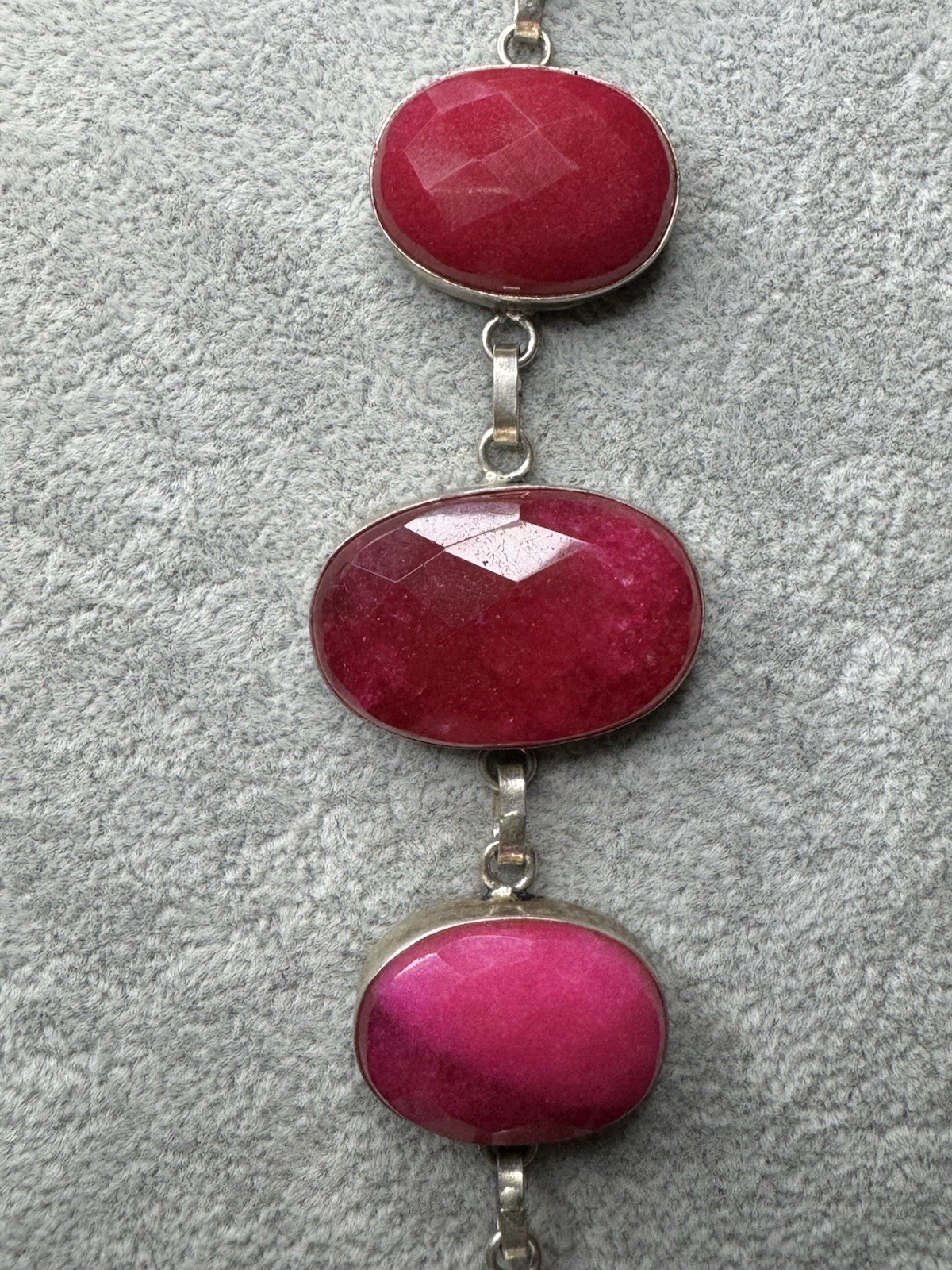 STERLING SILVER RED RUBY AND PEARL TOGGLE BRACELE… - image 2