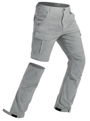 Men's Hiking Convertible Pants Water Resistant Quick Dry 34W x 32L Light Grey
