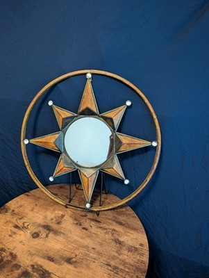 Sun Burst Metal Frame Celestial,  Vintage-Inspired Decorative Mirror  22'' 