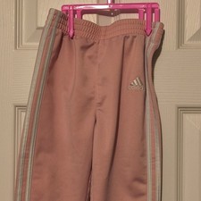 adidas Girls Pink Track Pants Elastic Waist Tapered Leg Activewear