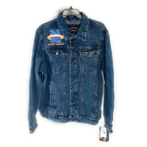 Members Only Space Jam A New Legacy Denim Jacket Mens L Blue Cotton NWT image 7
