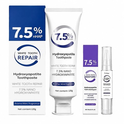 7.5% Nano Hydroxyapatite Toothpaste & Whitening 2.12 Fl Oz (Pack of 2), White
