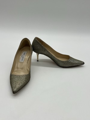 Jimmy Choo Lame Glitter Pointed Toe Womens 36 US 6 Pumps Light