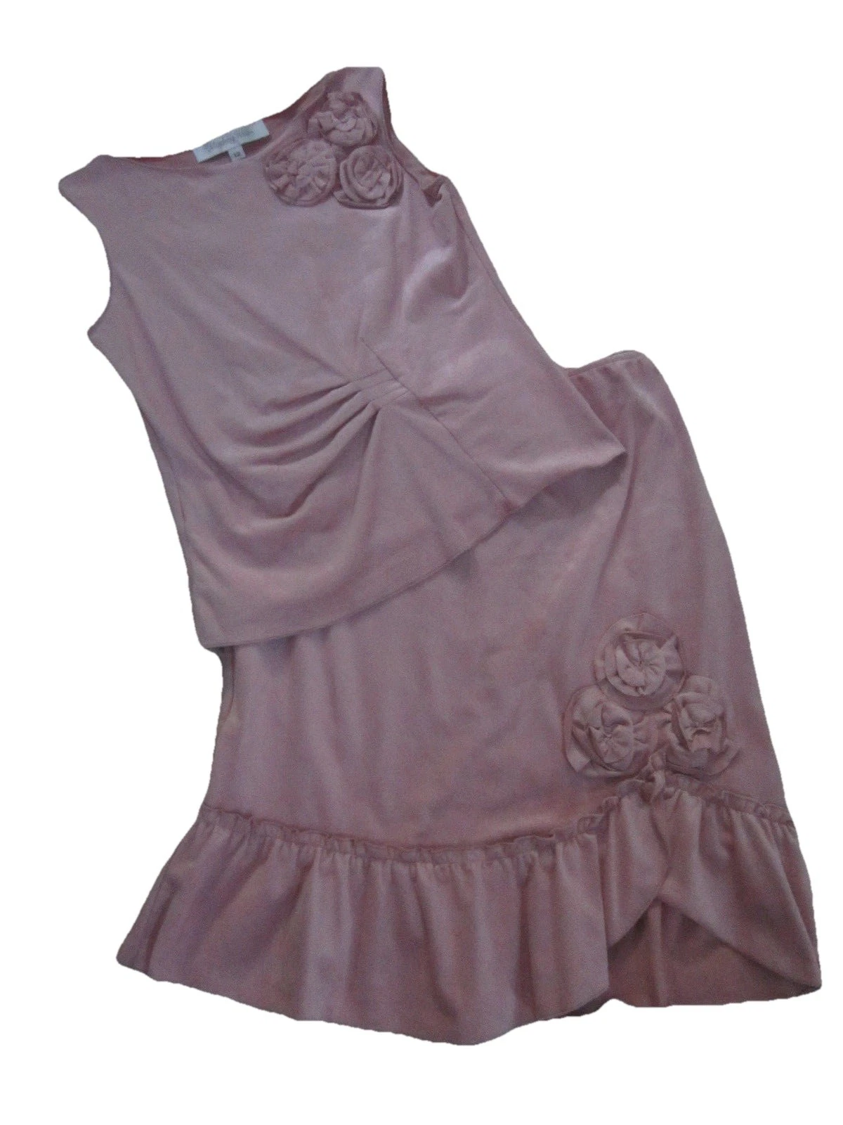MONKEY WEAR Neiman Marcus Vintage Pink Faux Suede Outfit Skirt Top Set 12 MINT