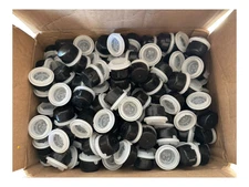 32mm REL Black/White LDPE Plastic Child Resistant Caps - 228 Count